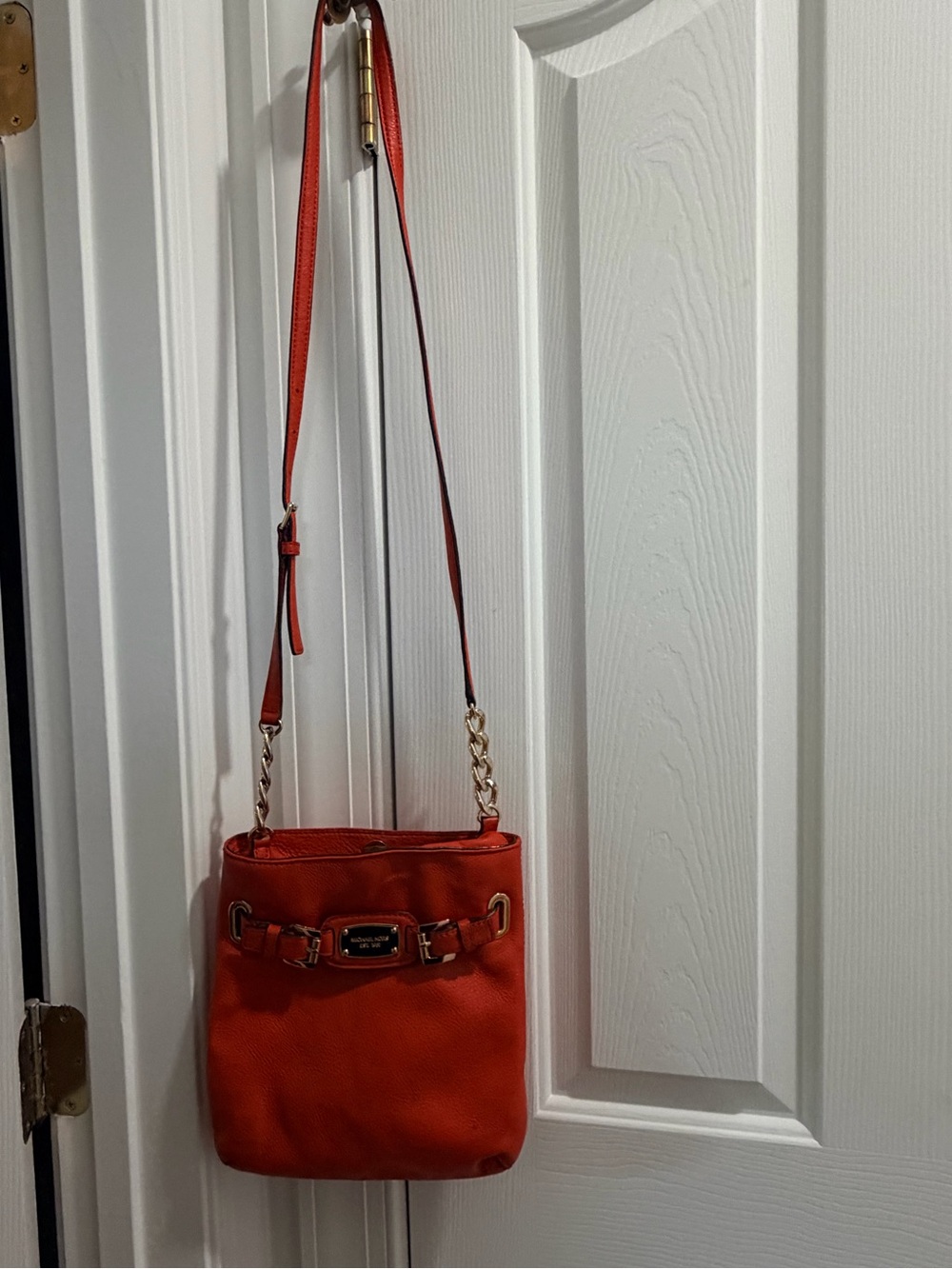 Michael Kors red  Leather Crossbody Bag with Chain Strap